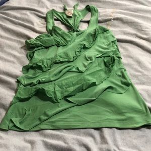 Green Ruffle Tank Top